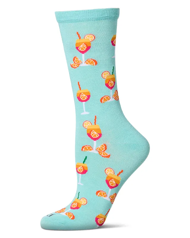 Women's "Aperol Spritz" Rayon Blend Novelty Crew Sock sold by MeMoi