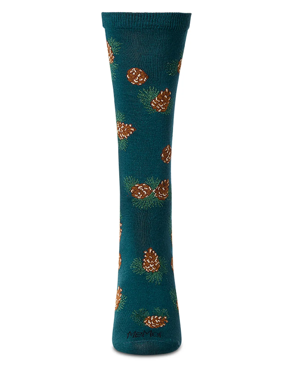 Women's Pinecones Themed Rayon Blend Novelty Crew Sock sold by MeMoi product image thumbnail 2