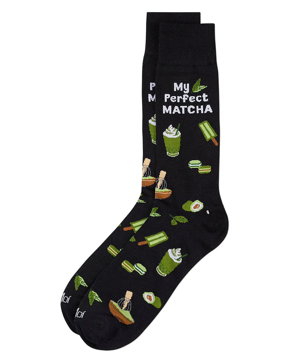 Men's "My Perfect Matcha" Rayon Blend Novelty Crew Sock sold by MeMoi product image thumbnail 3