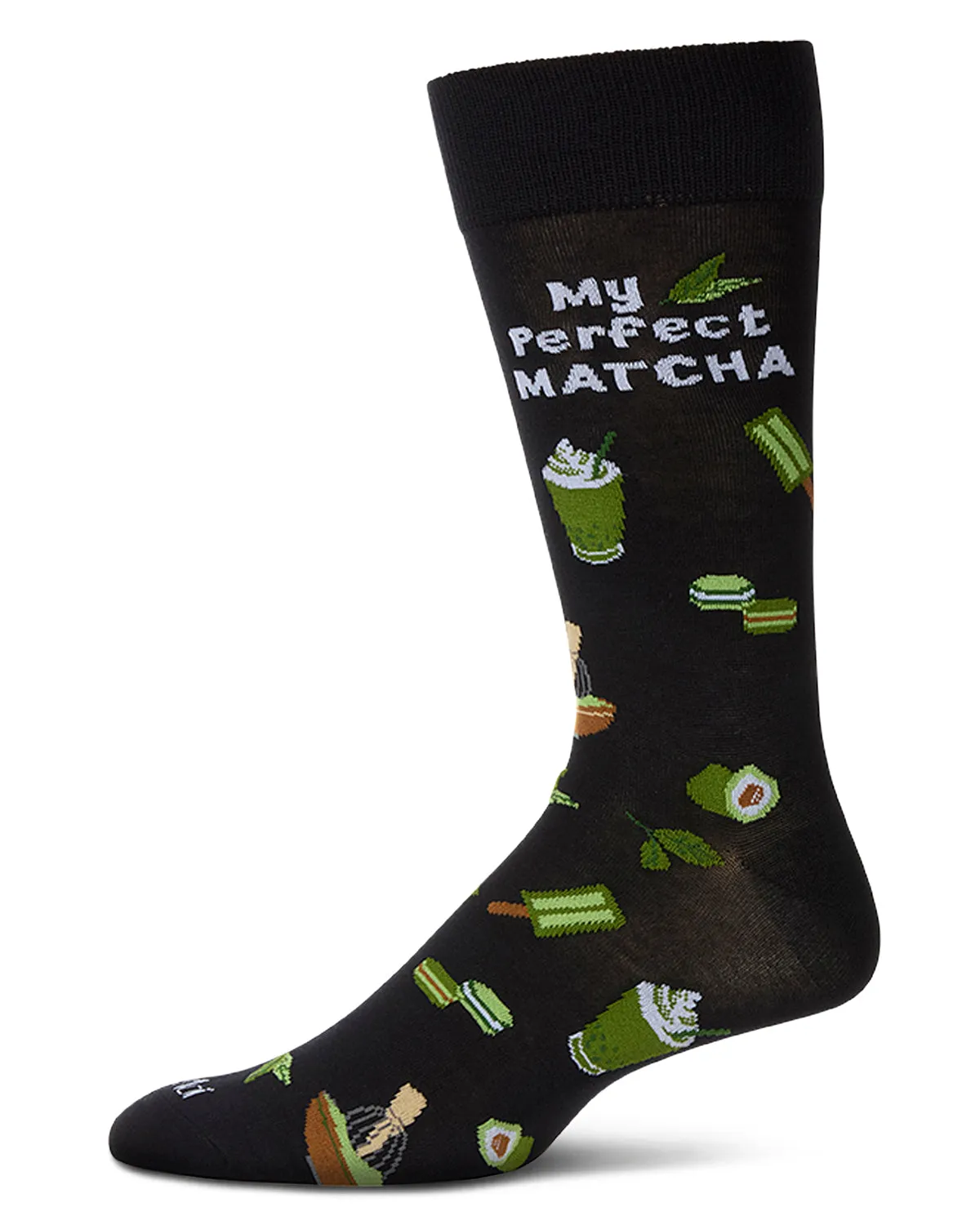 Men's "My Perfect Matcha" Rayon Blend Novelty Crew Sock sold by MeMoi