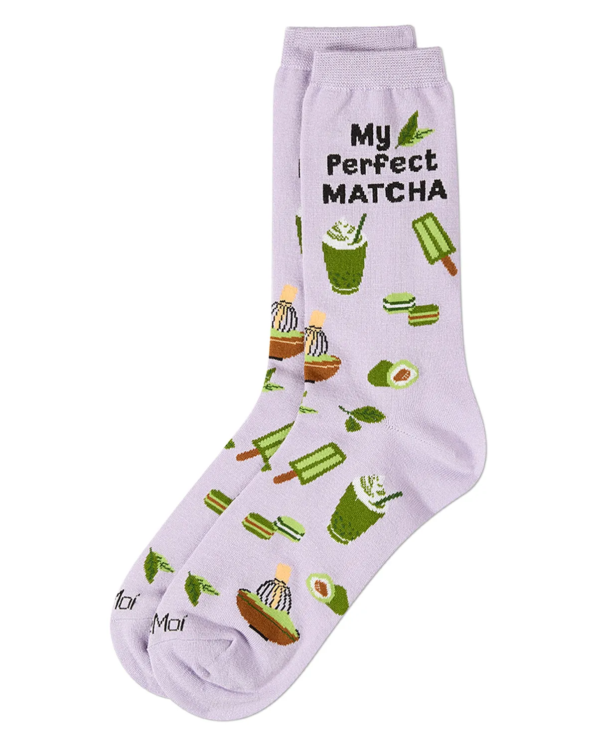 Women's "My Perfect Matcha" Rayon Blend Novelty Crew Sock sold by MeMoi product image thumbnail 3