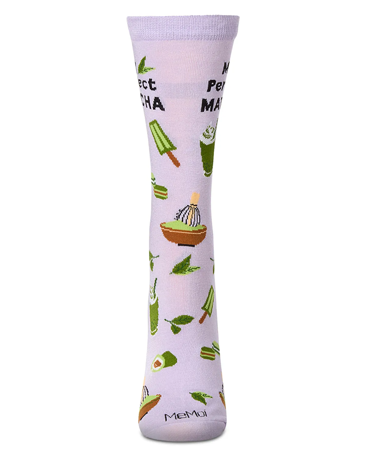 Women's "My Perfect Matcha" Rayon Blend Novelty Crew Sock sold by MeMoi product image thumbnail 2