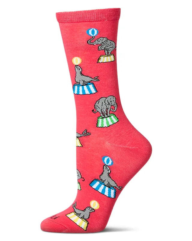 Women's "Circus Fun" Rayon Blend Novelty Crew Sock sold by MeMoi