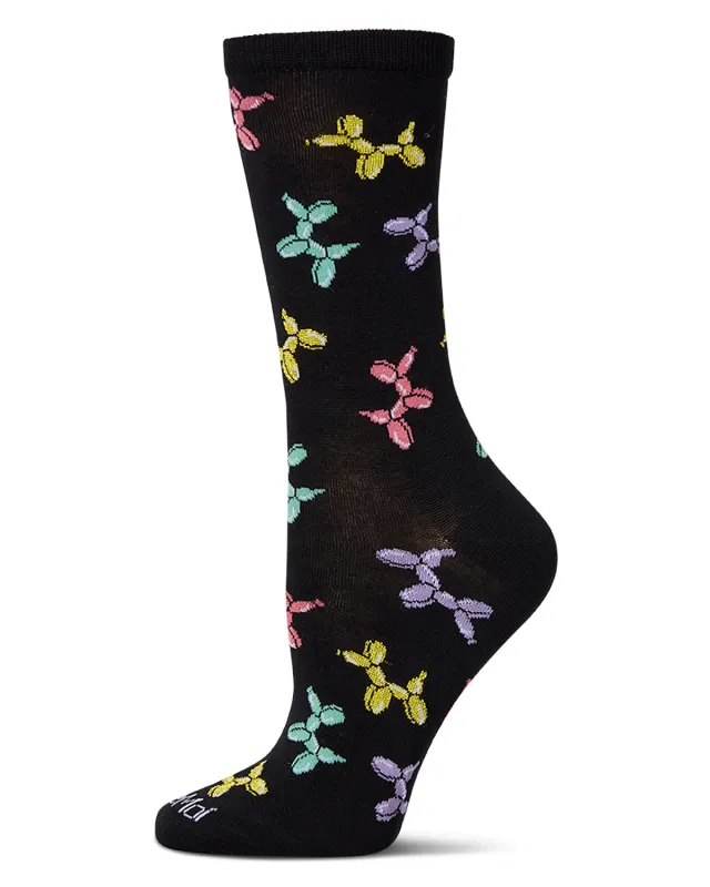 Women's "Balloon Animals" Rayon Blend Novelty Crew Sock sold by MeMoi