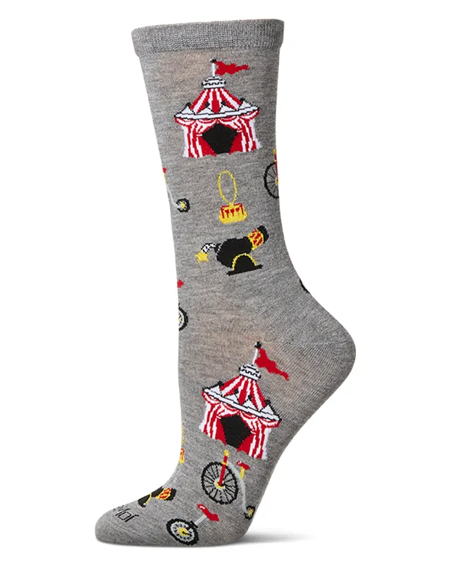Women's "Circus Tent" Rayon Blend Novelty Crew Sock sold by MeMoi