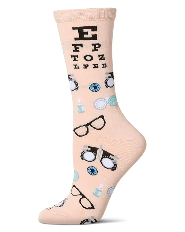 Women's "Eye Exam" Rayon Blend Novelty Crew Sock sold by MeMoi