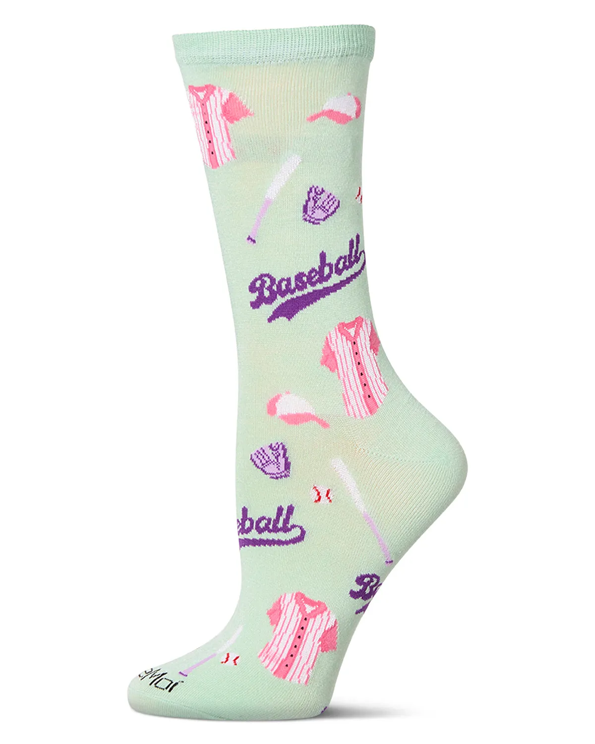 Women's "Ms. Baseball" Rayon Blend Novelty Crew Sock sold by MeMoi
