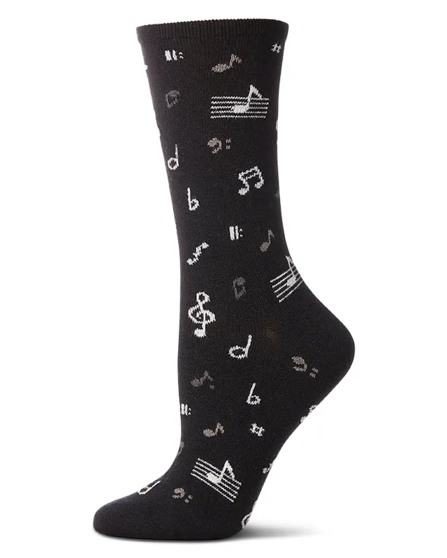Women's "Musical Notes" Cashmere Blend Novelty Crew Sock sold by MeMoi