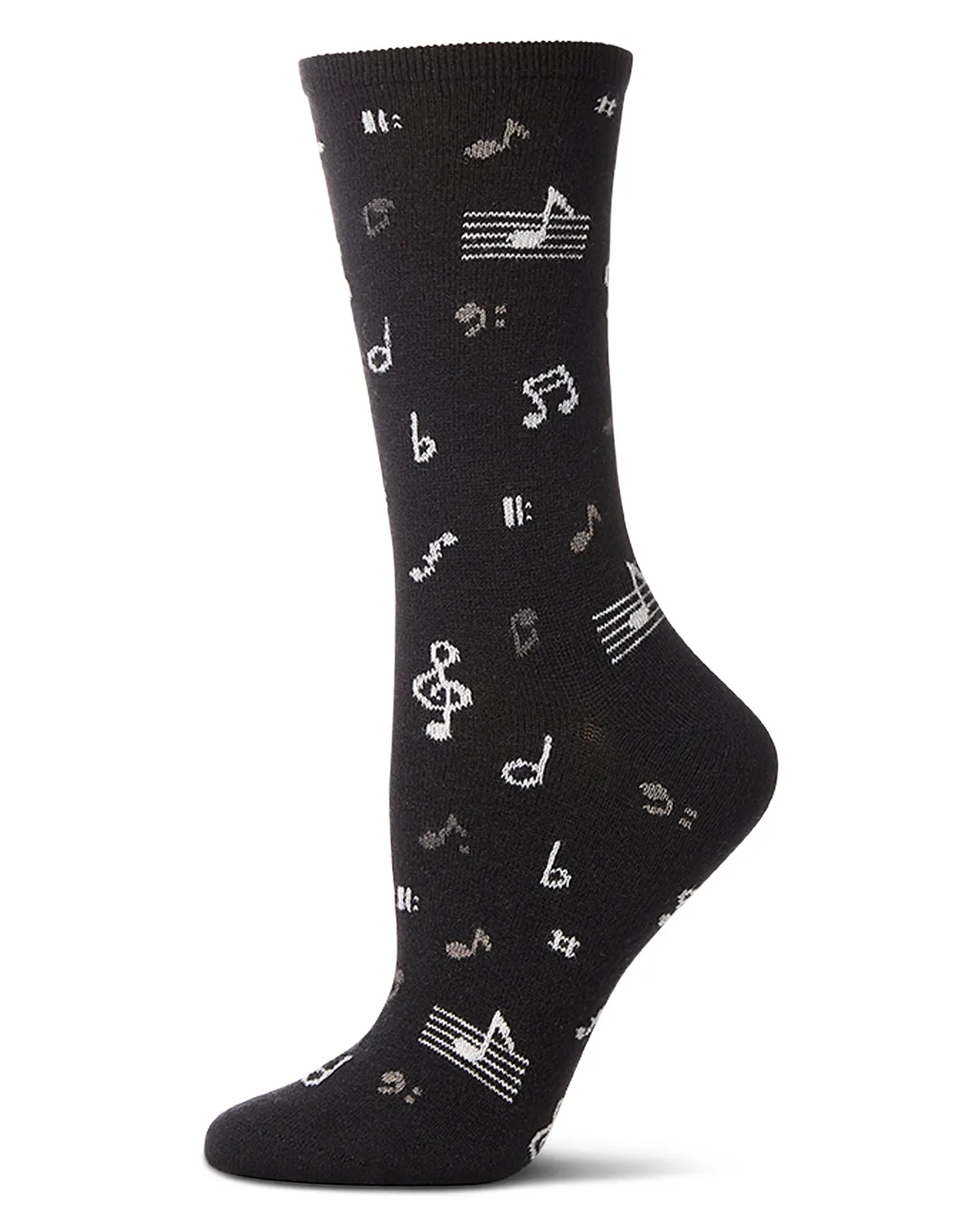 Women's "Musical Notes" Cashmere Blend Novelty Crew Sock sold by MeMoi