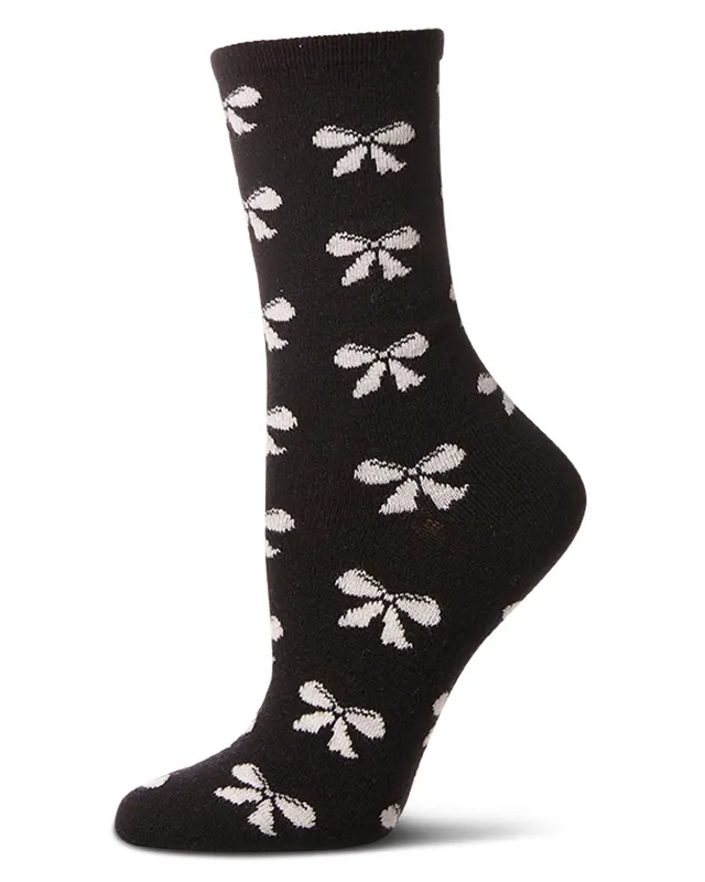 Women's "Bows" Cashmere Blend Crew Sock sold by MeMoi