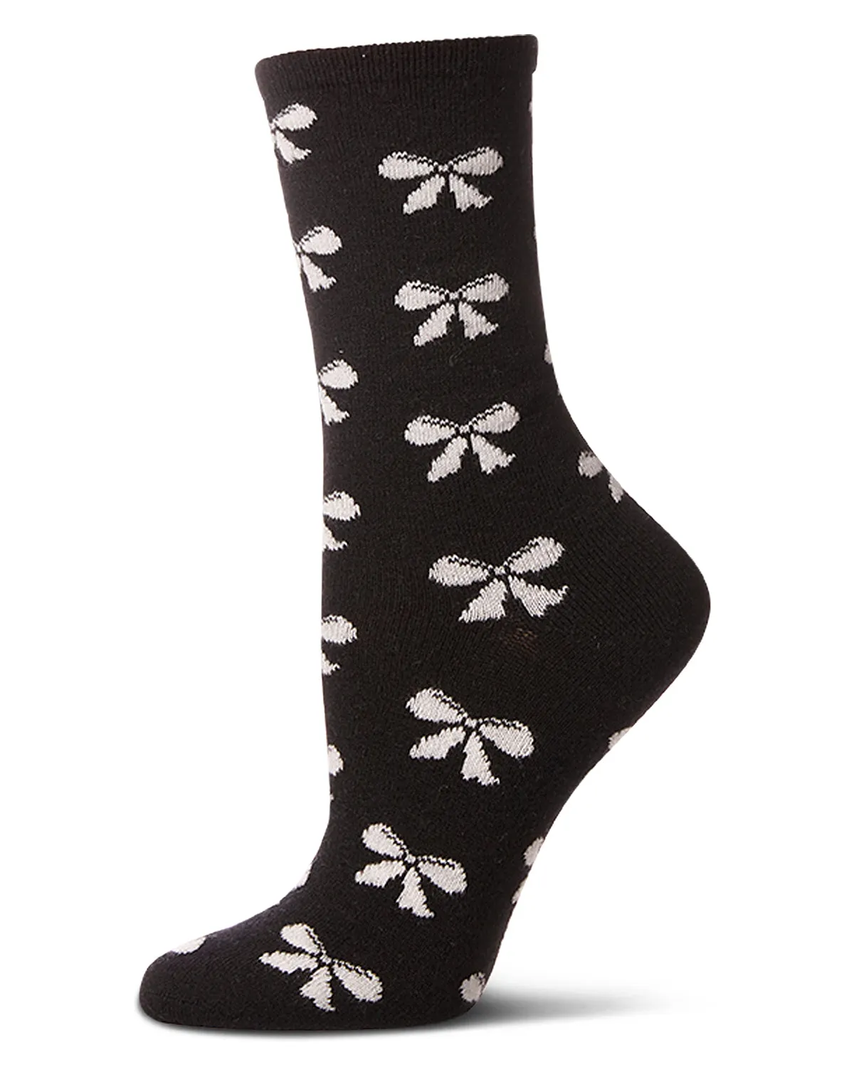 Women's "Bows" Cashmere Blend Crew Sock sold by MeMoi