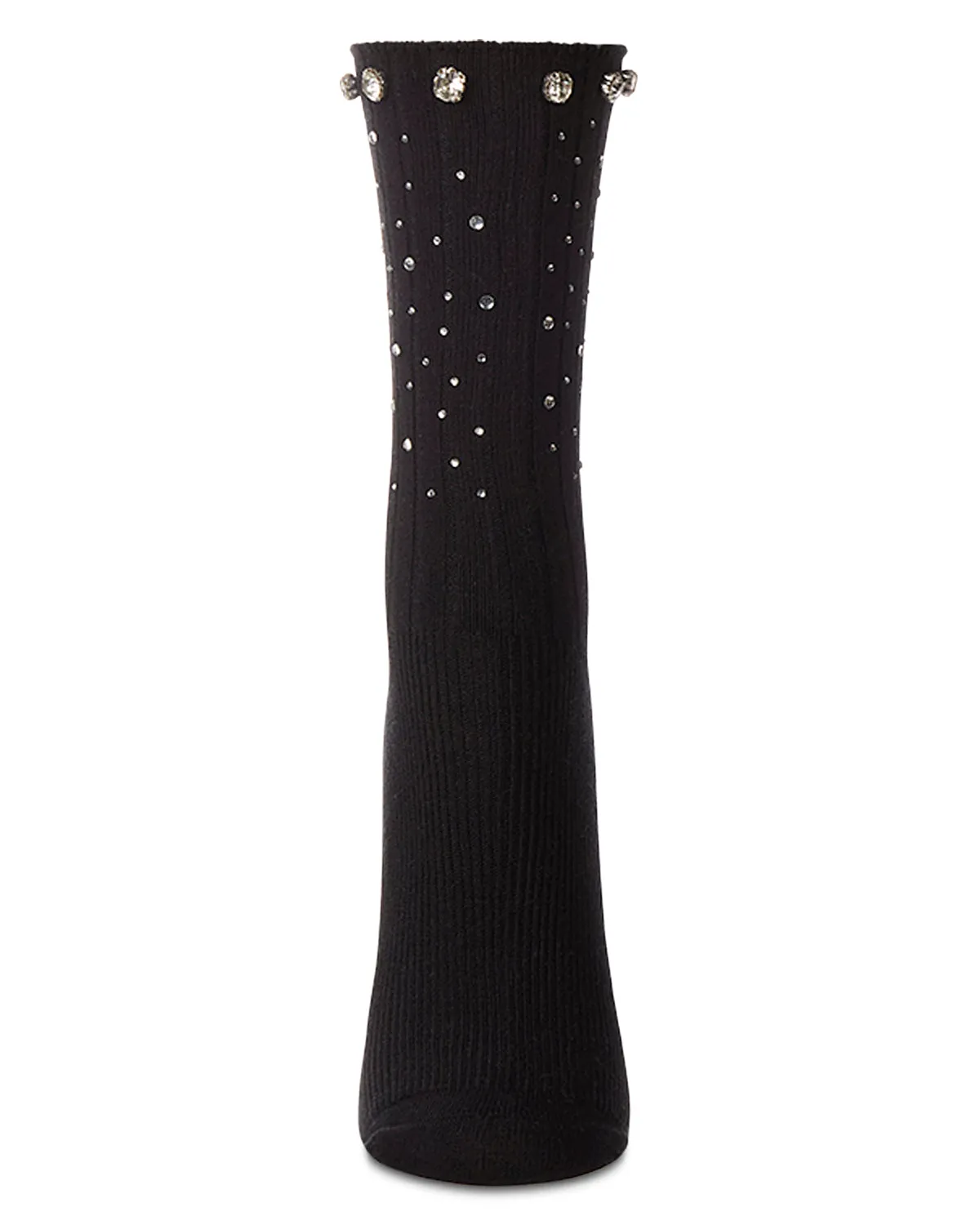 Women's Ribbed Rhinestone Studded Cotton Rich Crew Sock sold by MeMoi product image thumbnail 3