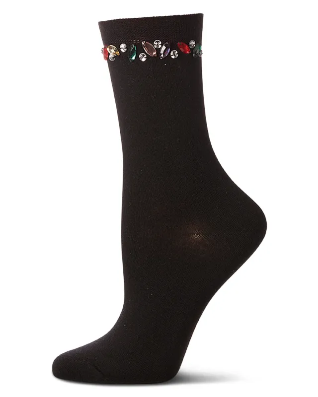 Women's "Tossed Gems" Rayon Blend Fashion Crew Sock sold by MeMoi