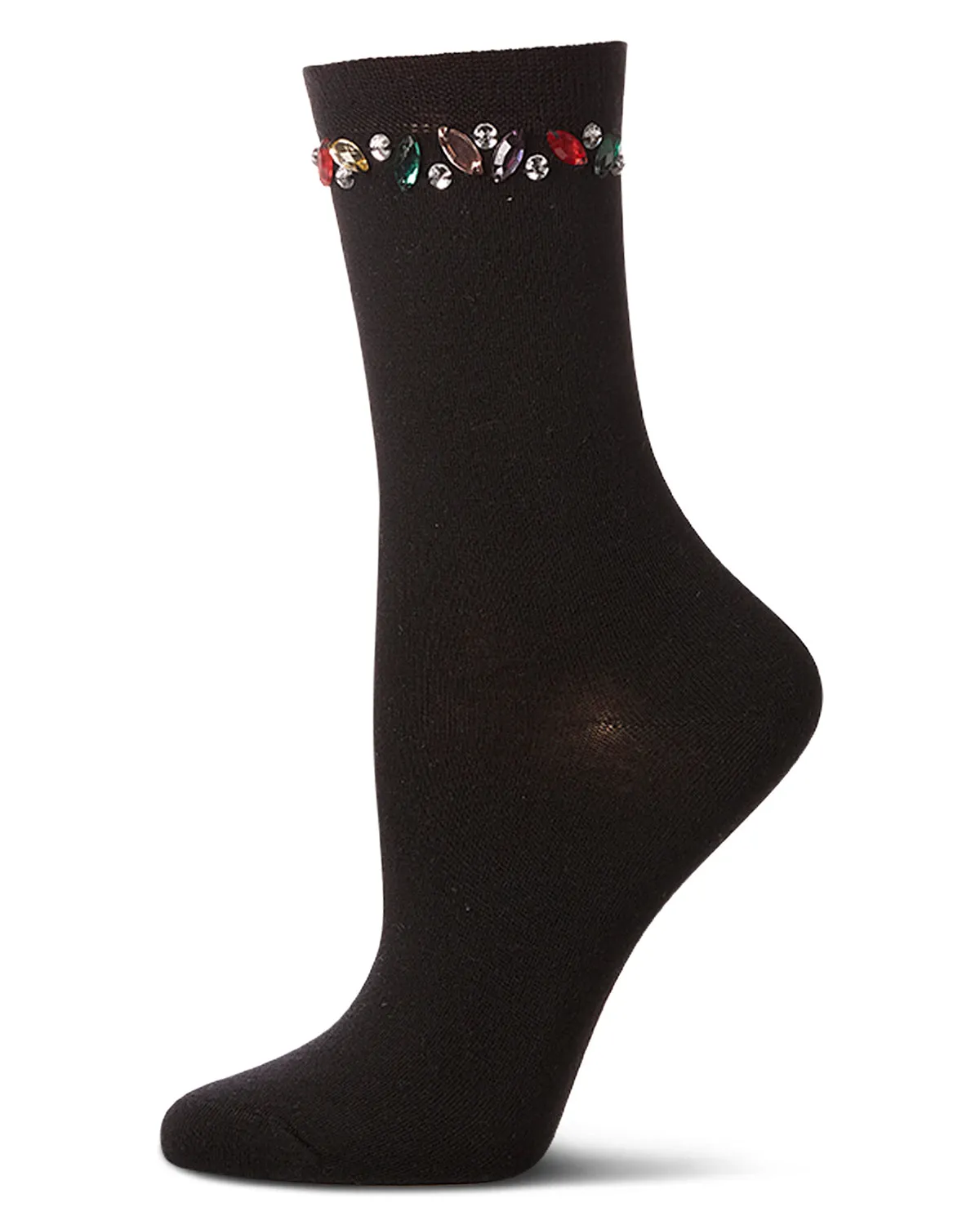 Women's "Tossed Gems" Rayon Blend Fashion Crew Sock sold by MeMoi