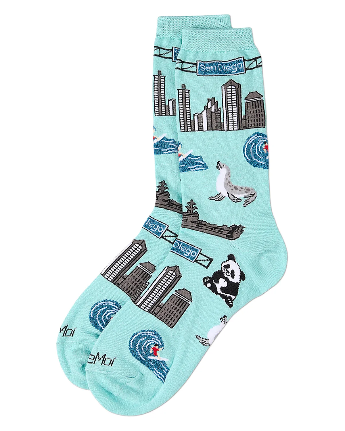 Women's San Diego Themed Rayon Blend Novelty Crew Sock sold by MeMoi product image thumbnail 3