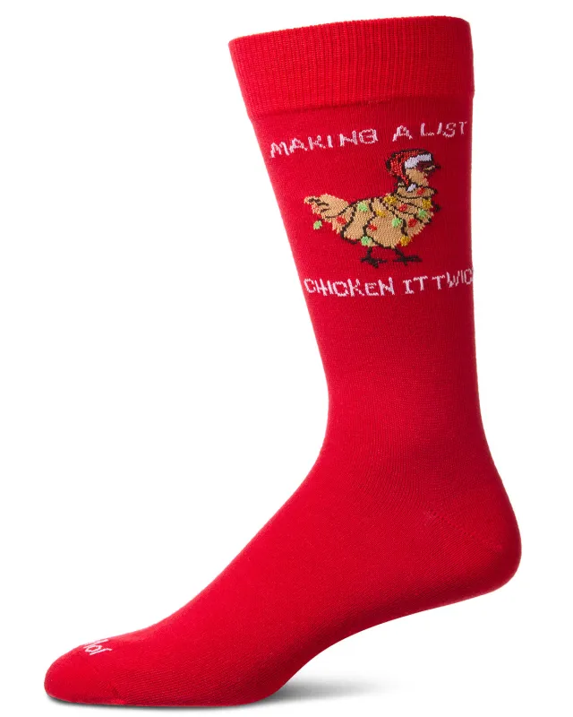 Men's "Chicken It Twice" Christmas Holiday Novelty Crew Socks sold by MeMoi