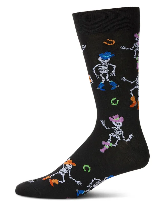 Men's "Howdy Skeletons" Halloween Holiday Novelty Crew Sock sold by MeMoi