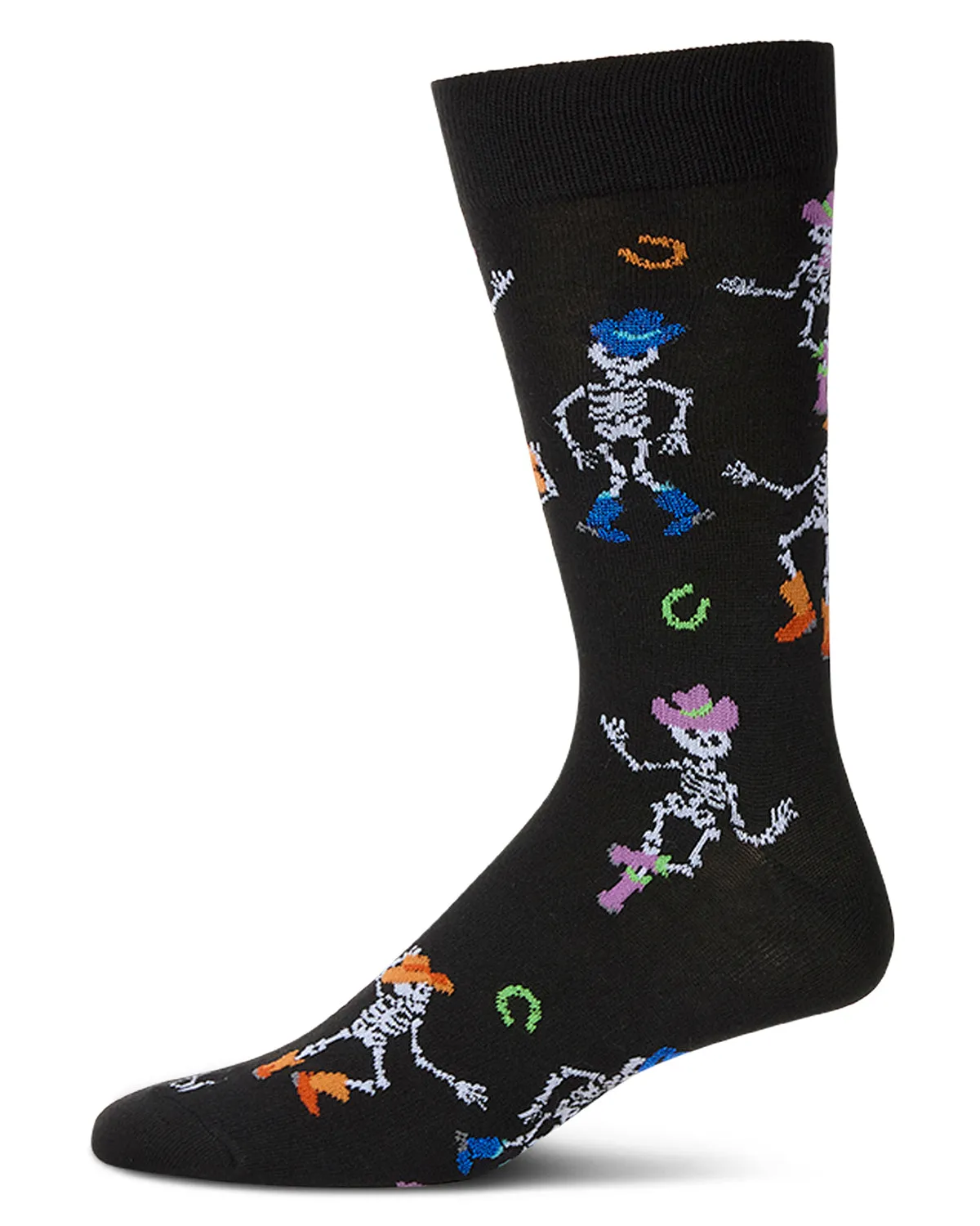 Men's "Howdy Skeletons" Halloween Holiday Novelty Crew Sock sold by MeMoi
