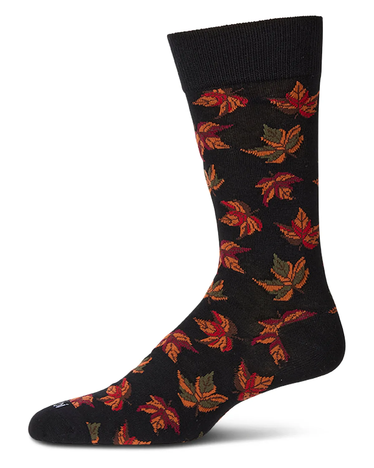 Men's Leaf-Themed Rayon Blend Novelty Crew Sock sold by MeMoi