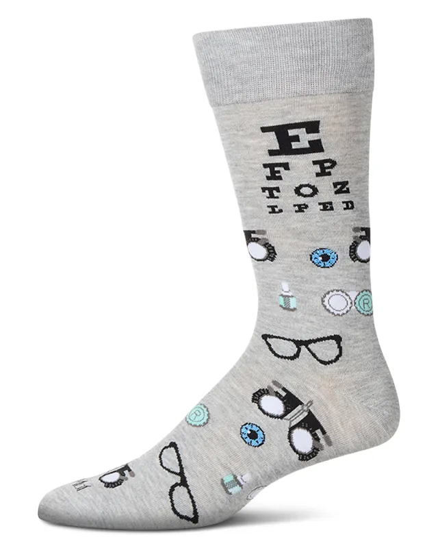 Men's "Eye Exam" Rayon Blend Novelty Crew Sock sold by MeMoi