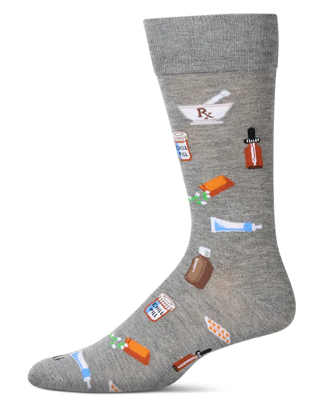 Men's RX-Themed Rayon Blend Novelty Crew Sock sold by MeMoi