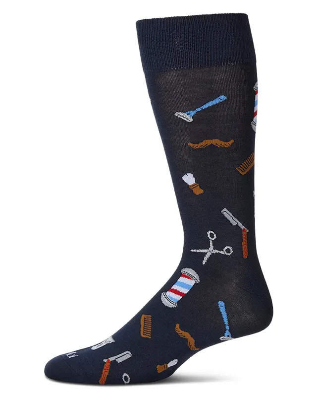 Men's Barber Shop Rayon Blend Novelty Crew Sock sold by MeMoi