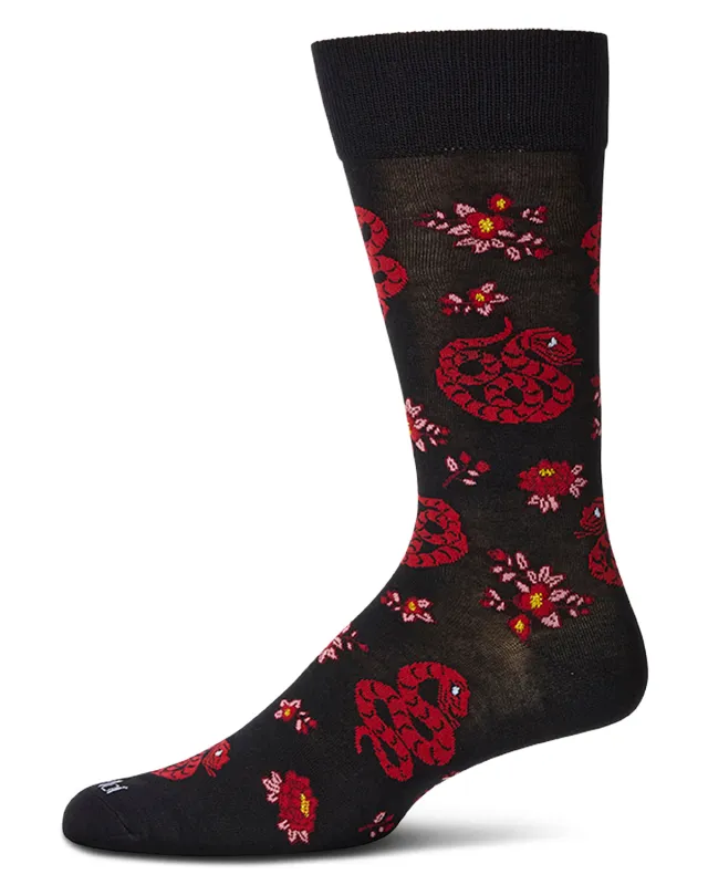 Men's Snake-Themed Rayon Blend Novelty Crew Sock sold by MeMoi