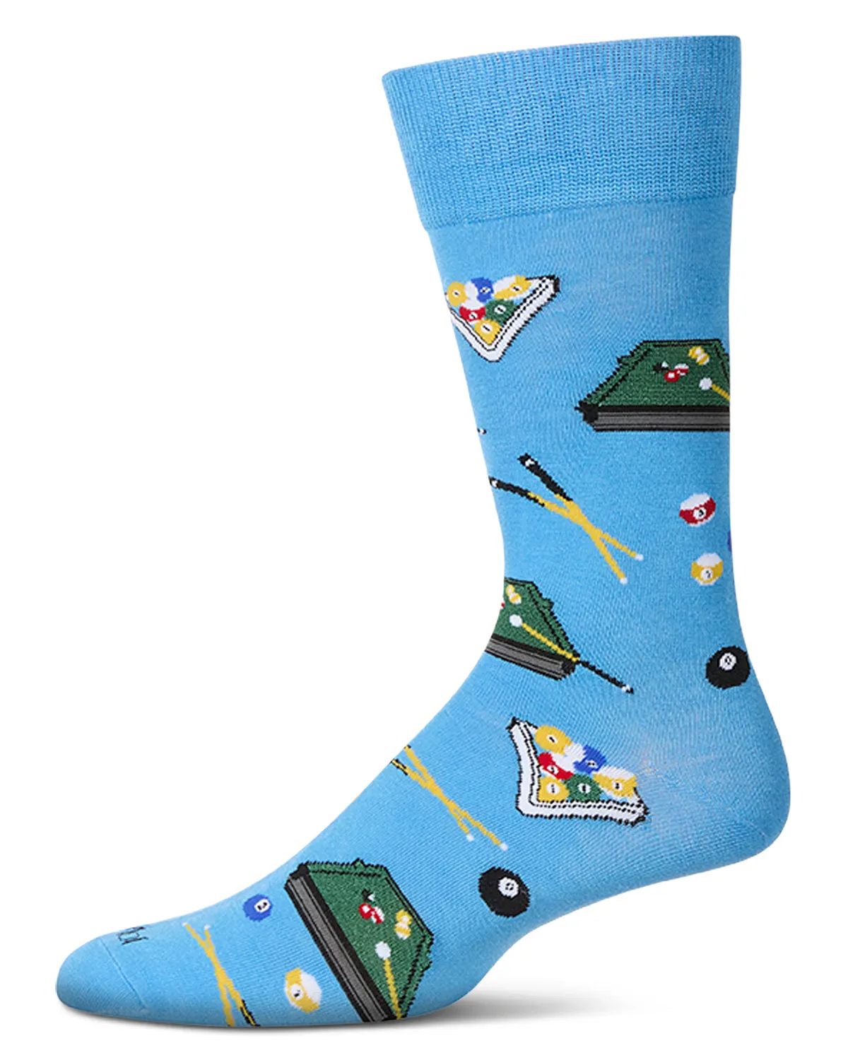 Men's "Shoot Pool" Rayon Blend Novelty Crew Sock sold by MeMoi