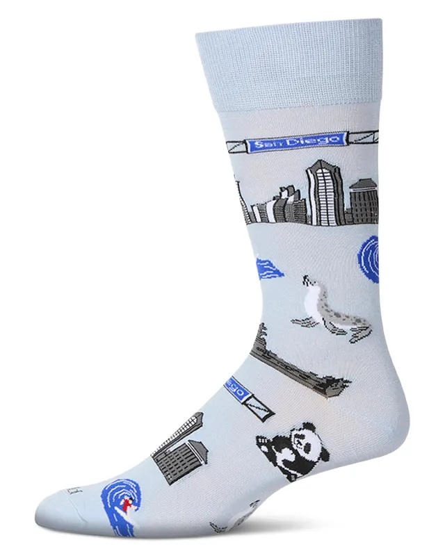 Men's San Diego Themed Rayon Blend Novelty Crew Sock sold by MeMoi
