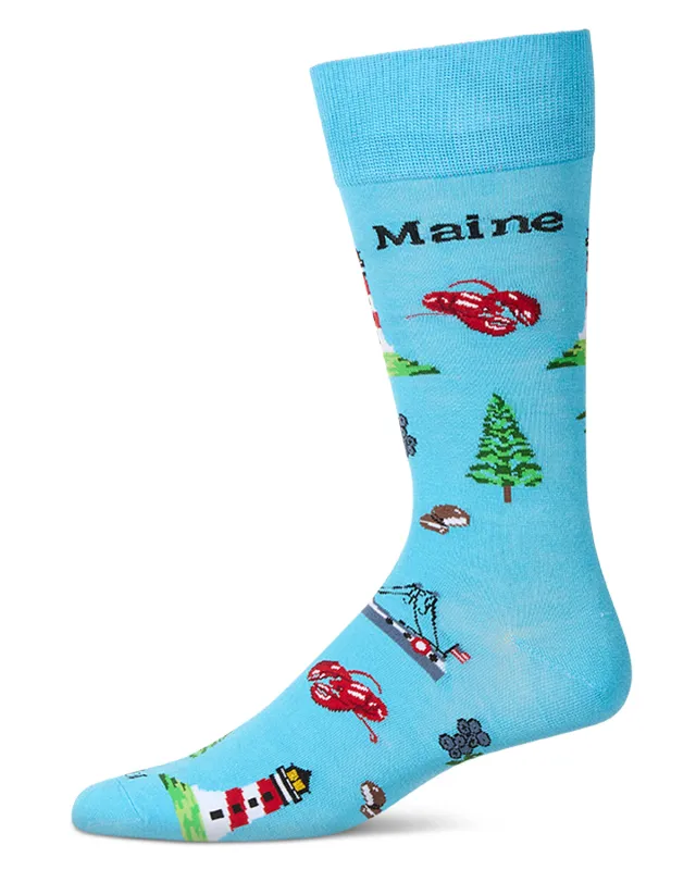 Men's Maine Themed Rayon Blend Novelty Crew Sock sold by MeMoi