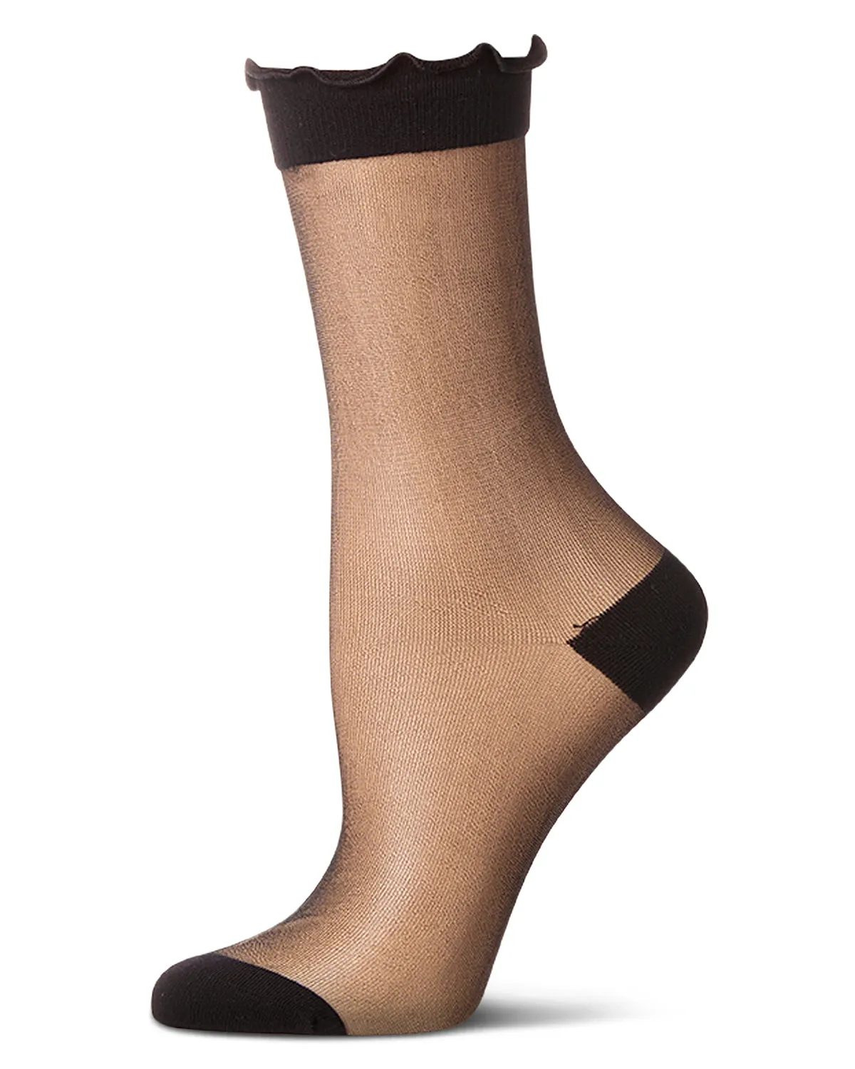 Women's Lettuce-Edge Silky Sheer Crew Sock sold by MeMoi
