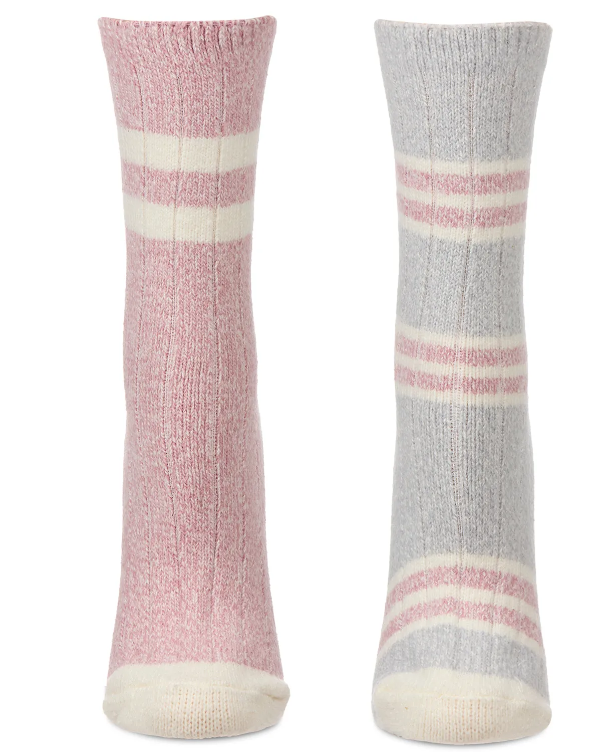 2 Pair Women's Ribbed Stripe Buttersoft Crew Socks sold by MeMoi product image thumbnail 2