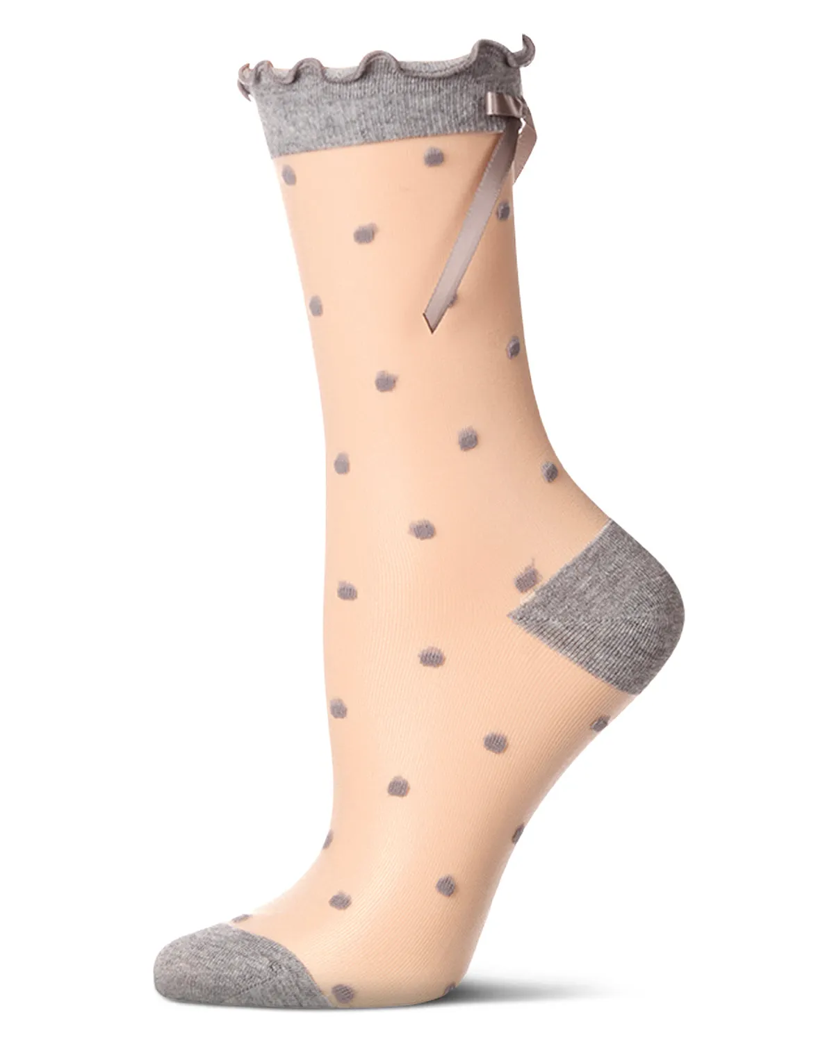 Women's Polka Dot Bow-Cuff Sheer Crew Sock sold by MeMoi product image thumbnail 2