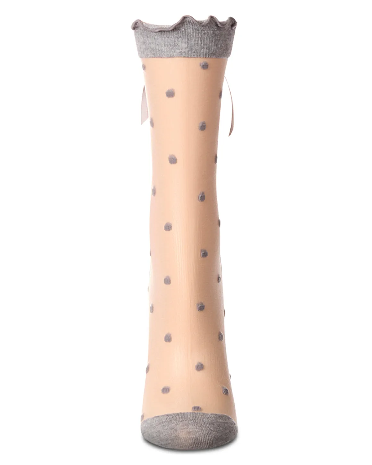 Women's Polka Dot Bow-Cuff Sheer Crew Sock sold by MeMoi product image thumbnail 5