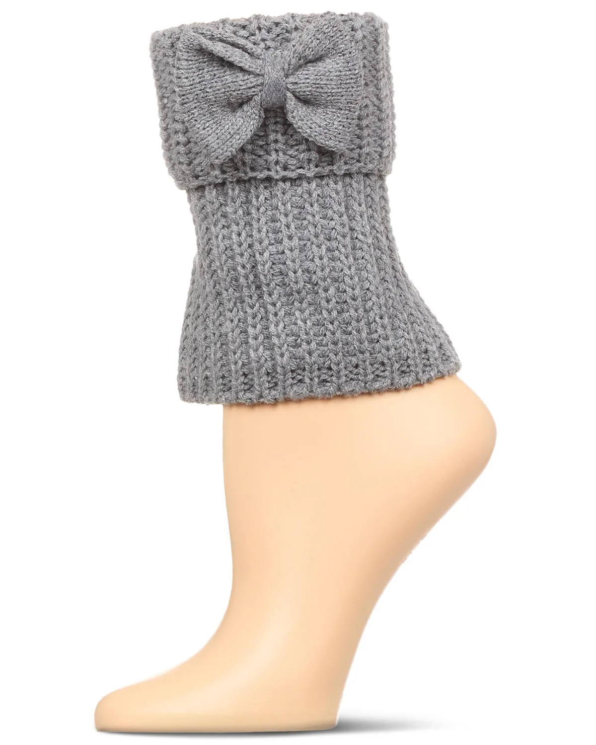 Women's Cozy Ribbed Bow-Trim Deep-Cuff Boot Topper sold by MeMoi product image thumbnail 2