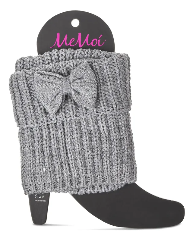 Women's Cozy Ribbed Bow-Trim Deep-Cuff Boot Topper sold by MeMoi