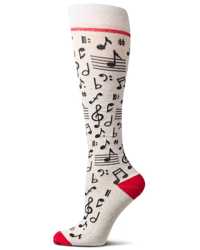 Unisex "Musical Notes" Cotton Blend Moderate Compression Knee Socks sold by MeMoi