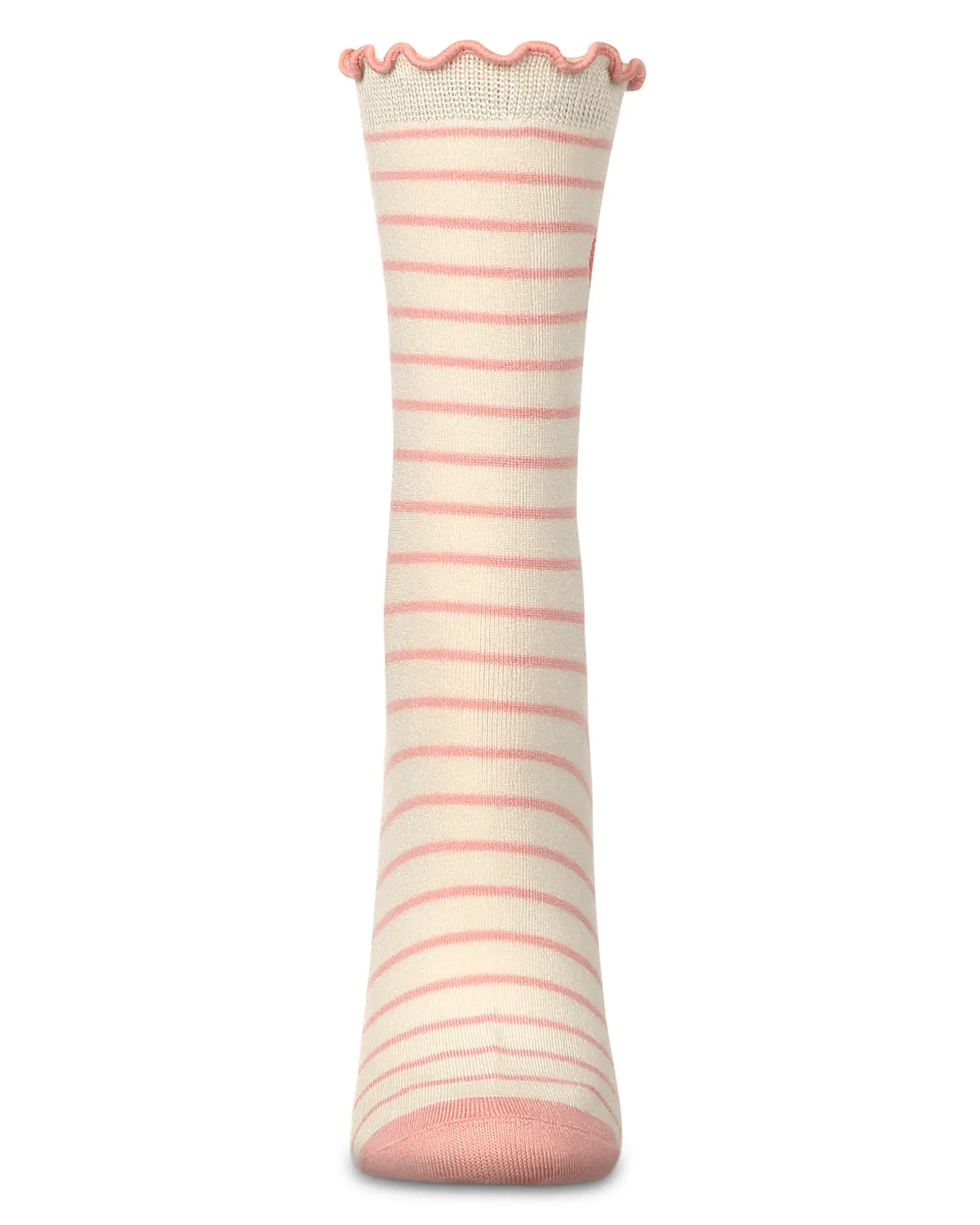 Women's Embroidered Heart Striped Crew Socks sold by MeMoi product image thumbnail 2