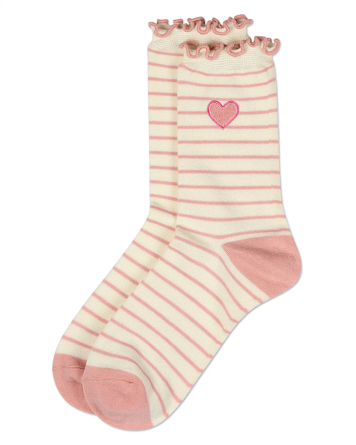 Women's Embroidered Heart Striped Crew Socks sold by MeMoi product image thumbnail 3