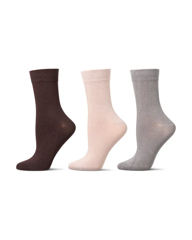 3 Pair Women's Silky-Soft Comfort Cuff Crew Socks sold by MeMoi