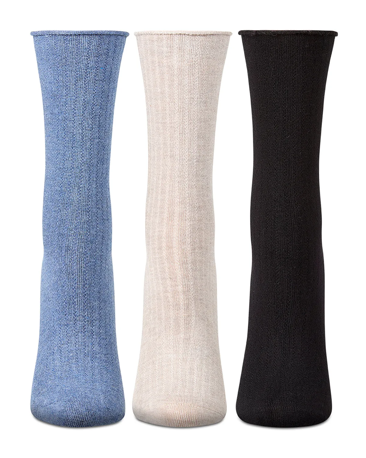 3 Pair Women's Silky-Soft Roll-Top Crew Socks sold by MeMoi product image thumbnail 4