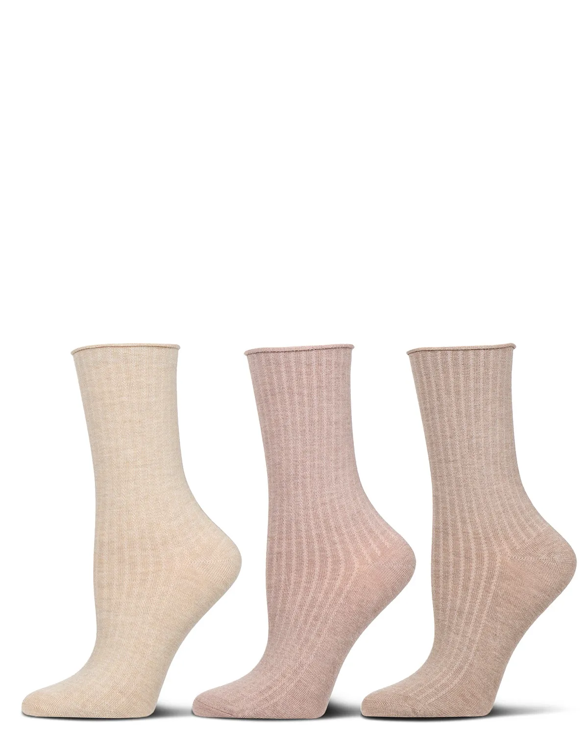 3 Pair Women's Silky-Soft Roll-Top Crew Socks sold by MeMoi product image thumbnail 2