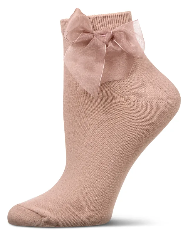 Women's Cotton Rich Tulle Bow Trimmed Ankle Sock sold by MeMoi