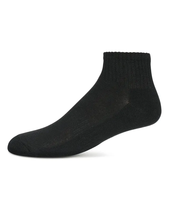 6 Pair Women's Half Cushioned Solid Black Quarter Socks sold by MeMoi
