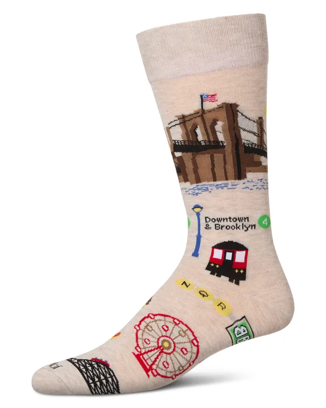 Men's Brooklyn Themed Rayon From Bamboo Crew Sock sold by MeMoi