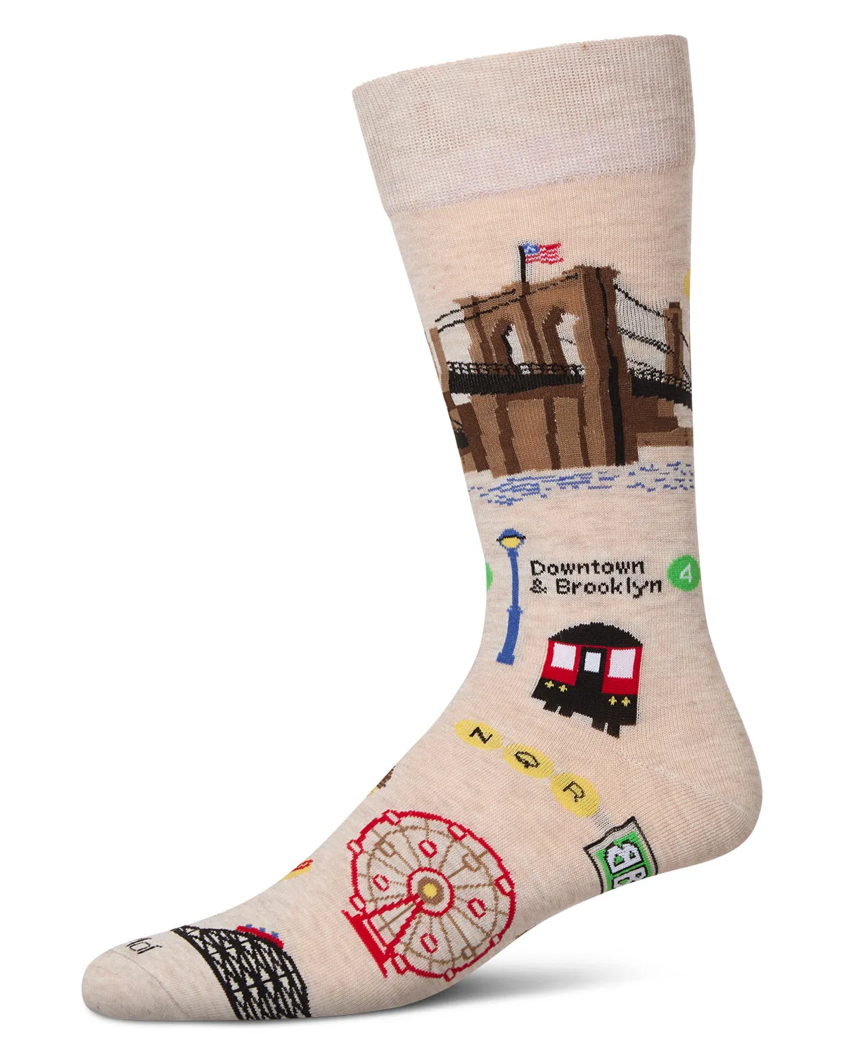 Men's Brooklyn Themed Rayon From Bamboo Crew Sock sold by MeMoi