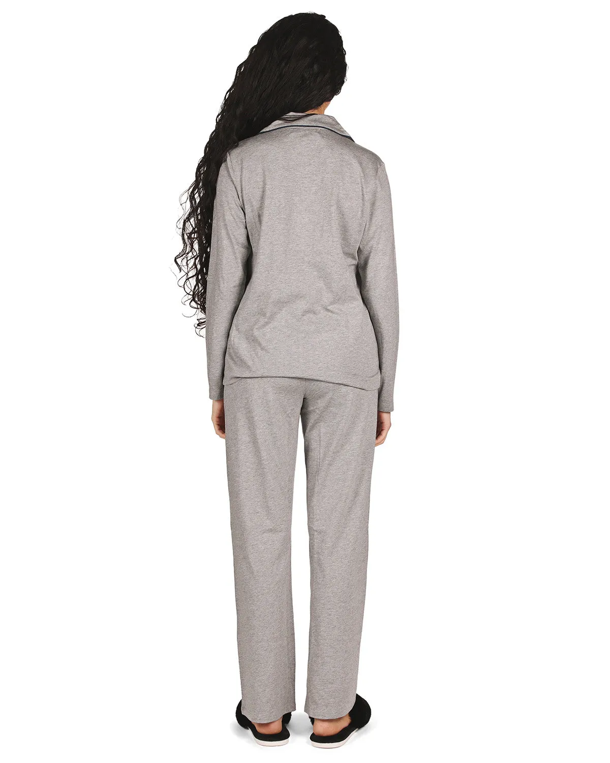 Women's Notch Collar Cotton Blend Pant Pajama Set sold by MeMoi product image thumbnail 3