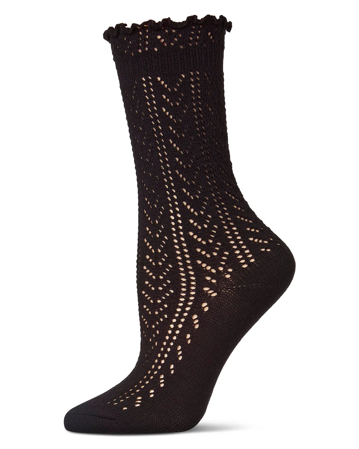 Women's Ruffle Pointelle Crew Socks sold by MeMoi product image thumbnail 2