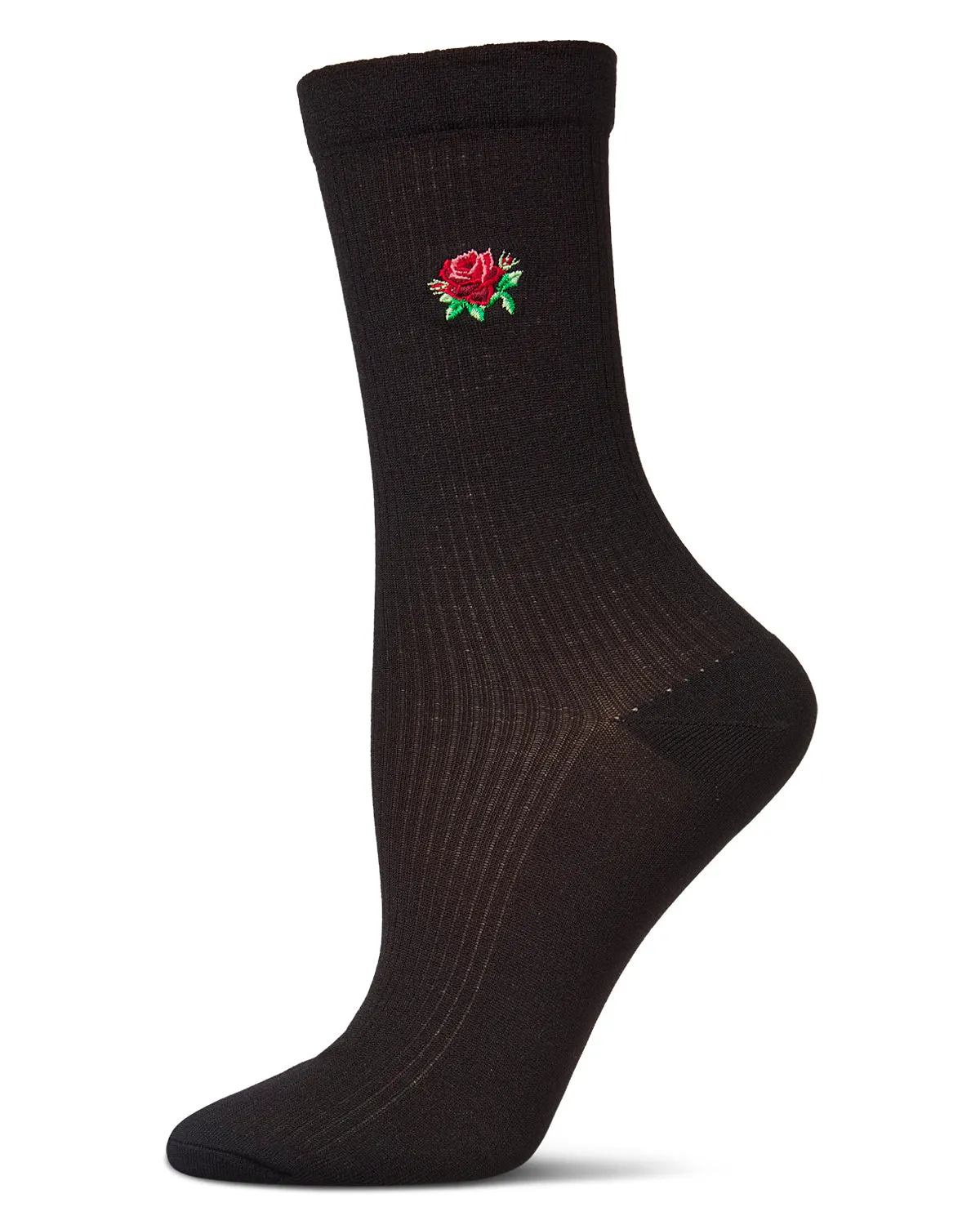 Women's Rose Embroidered Crew Socks sold by MeMoi
