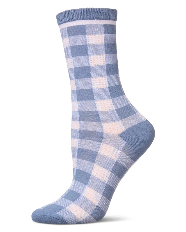 Women's Gingham Checkerboard Crew Socks sold by MeMoi